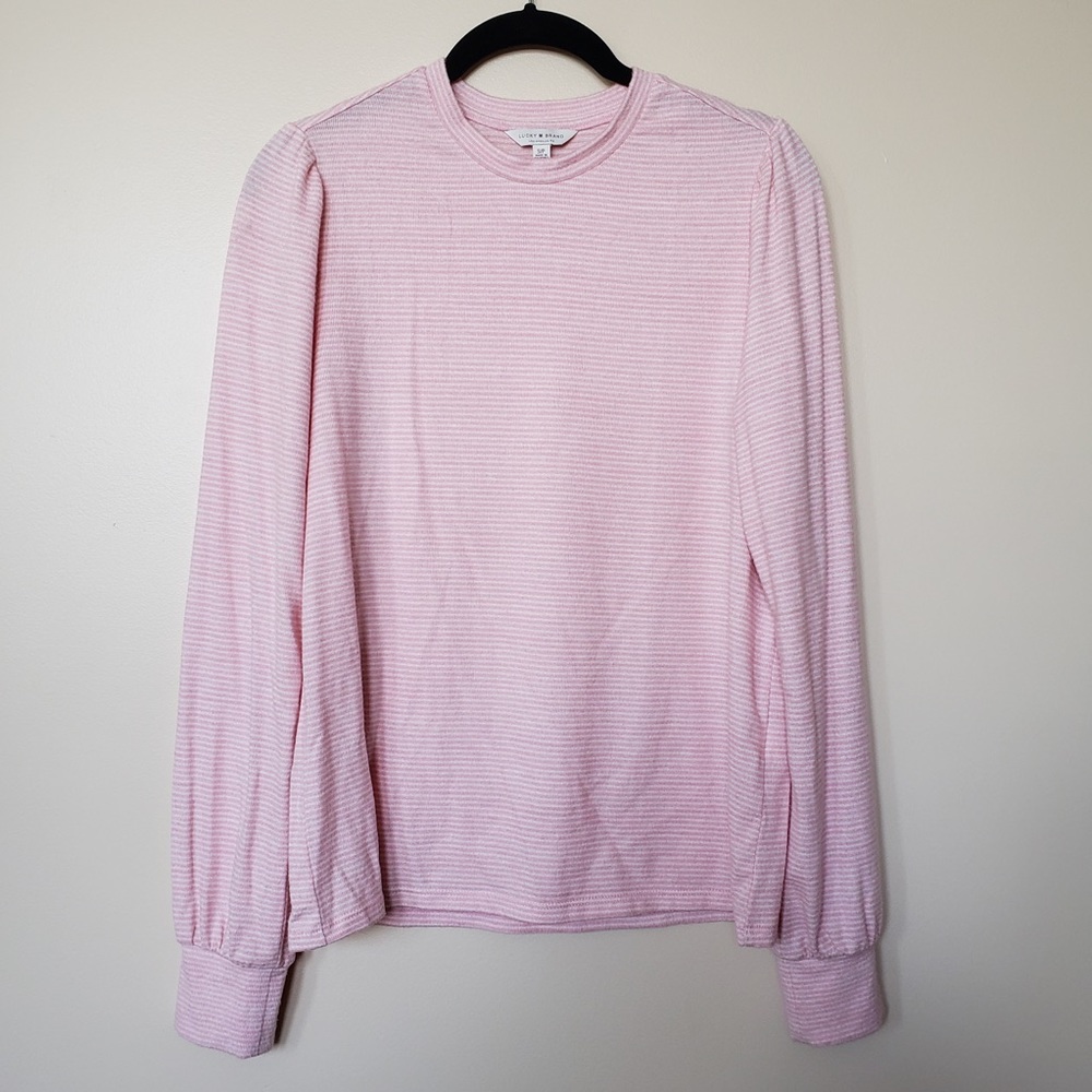 Lucky Brand Pink Striped Cloud Jersey Sweater